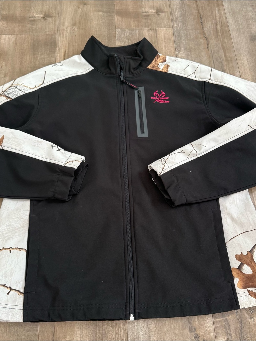 Realtree Xtra Colors  Full Zip Jacket Fleece Lined L 12/14 Hunting Camo Black